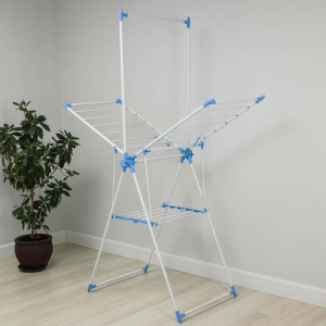 Сушилка для белья напольная с перекладиной 126×49×200 см, рабочая длина 10 м, нержавеющая сталь, цвет МИКС Сушилка для белья напольная с перекладиной 126×49×200 см, рабочая длина 10 м, нержавеющая сталь, цвет МИКС