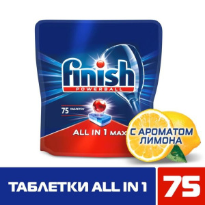 Таблетки для ПММ FINISH All in1 Max "Лимон" 75 шт Таблетки для ПММ FINISH All in1 Max "Лимон" 75 шт