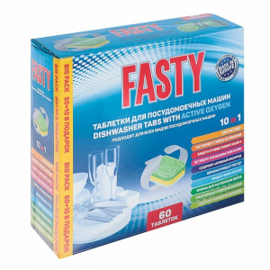 Таблетки для посудомоечных машин Fasty 10 в 1, лимон, 60 шт. Таблетки для посудомоечных машин Fasty 10 в 1, лимон, 60 шт.