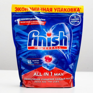 Таблетки для посудомоечных машин Finish All in1 Shine&Protect, 65 шт. Таблетки для посудомоечных машин Finish All in1 Shine&Protect, 65 шт.