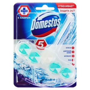Туалетный блок для унитаза Domestos «Power 5» с хлором кристальная чистота, 55 г Туалетный блок для унитаза Domestos «Power 5» с хлором кристальная чистота, 55 г