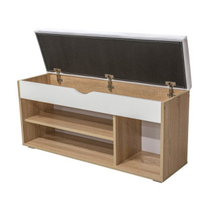 Тумба для обуви Лайт, 1055х315х510, Дуб сонома/Белый/Белый кожзам Тумба для обуви Лайт, 1055х315х510, Дуб сонома/Белый/Белый кожзам