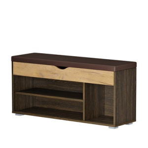 Тумба для обуви Лайт, 1055х315х510, Венге/Дуб крафт золотой/Темно-коричневый кожзам Тумба для обуви Лайт, 1055х315х510, Венге/Дуб крафт золотой/Темно-коричневый кожзам