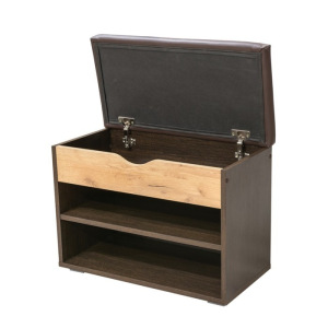 Тумба для обуви Лайт, 615х315х470, Венге/Дуб крафт золотой/Темно-коричневый кожзам Тумба для обуви Лайт, 615х315х470, Венге/Дуб крафт золотой/Темно-коричневый кожзам