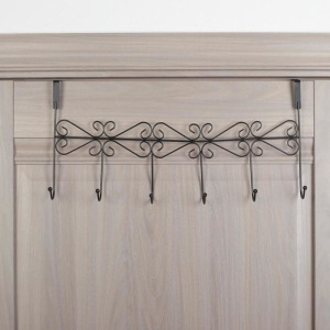 УЦЕНКА Вешалка надверная на 6 крючков «Вензель», 47×22,5×10 см, цвет чёрный УЦЕНКА Вешалка надверная на 6 крючков «Вензель», 47×22,5×10 см, цвет чёрный