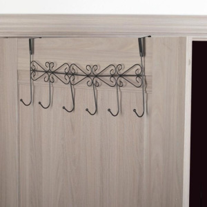 УЦЕНКА Вешалка надверная на 6 крючков «Вензель», 47×22,5×10 см, цвет чёрный УЦЕНКА Вешалка надверная на 6 крючков «Вензель», 47×22,5×10 см, цвет чёрный