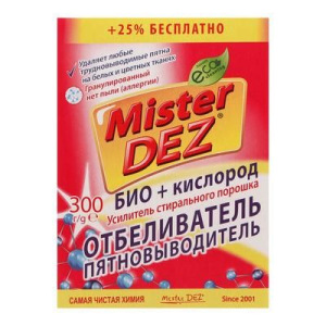 Усилитель стирального порошка Mister Dez БИО+КИСЛОРОД 300г Усилитель стирального порошка Mister Dez БИО+КИСЛОРОД 300г