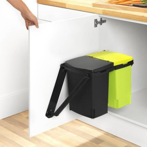 Ведро для мусора Brabantia, двухсекционное, 2 х 10 л, встраиваемое Ведро для мусора Brabantia, двухсекционное, 2 х 10 л, встраиваемое