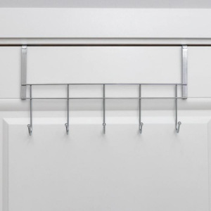 Вешалка надверная на 5 крючков Доляна «Блеск», 38×8,5×22,5 см, цвет хром Вешалка надверная на 5 крючков Доляна «Блеск», 38×8,5×22,5 см, цвет хром