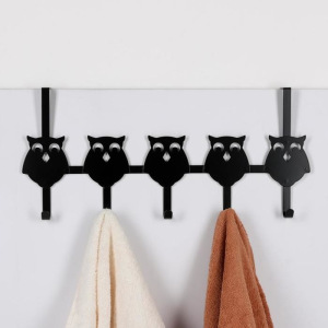 Вешалка надверная на 5 крючков «Совы», 25×54×8,2 см, цвет чёрный Вешалка надверная на 5 крючков «Совы», 25×54×8,2 см, цвет чёрный