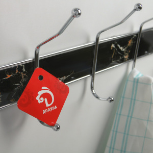 Вешалка надверная на 6 двойных крючков Доляна «Мрамор чёрный», 51,5×22,5×6 см, цвет хром Вешалка надверная на 6 двойных крючков Доляна «Мрамор чёрный», 51,5×22,5×6 см, цвет хром