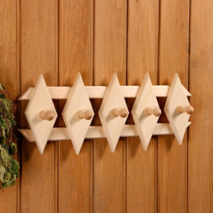 Вешалка "Ромбик" 5 крючков 45 х18см, липа "Добропаровъ" Вешалка "Ромбик" 5 крючков 45 х18см, липа "Добропаровъ"