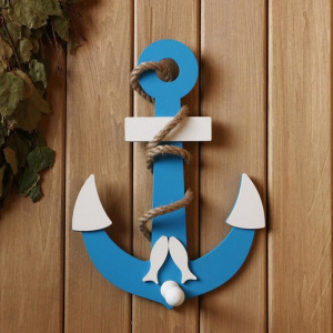 Вешалка «Якорь с рыбкой» голубой28х20х6см Вешалка «Якорь с рыбкой» голубой28х20х6см
