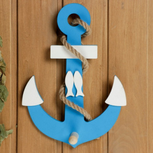 Вешалка «Якорь с рыбкой» голубой28х20х6см Вешалка «Якорь с рыбкой» голубой28х20х6см