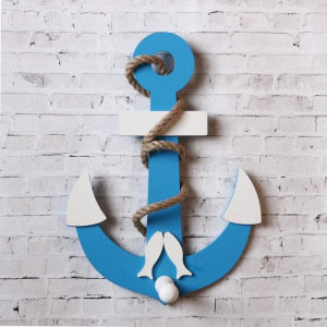 Вешалка «Якорь с рыбкой» голубой28х20х6см Вешалка «Якорь с рыбкой» голубой28х20х6см