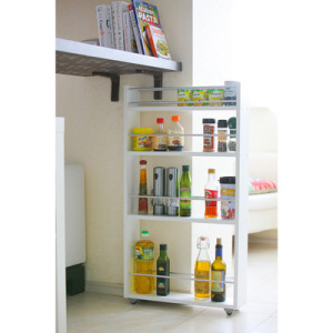 Выдвижная этажерка, для кухни и ванной комнаты 94х52х16 см, 4-х этажная, цвет белый Выдвижная этажерка, для кухни и ванной комнаты 94х52х16 см, 4-х этажная, цвет белый