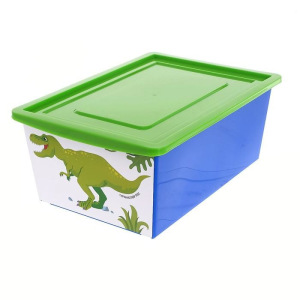 Ящик для игрушек, с крышкой, «Дино», объём 30 л, цвет синий Ящик для игрушек, с крышкой, «Дино», объём 30 л, цвет синий