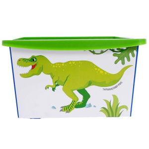 Ящик для игрушек, с крышкой, «Дино», объём 30 л, цвет синий Ящик для игрушек, с крышкой, «Дино», объём 30 л, цвет синий