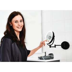 Зеркало косметическое подвесное Shuri, 1х/5х, LED, сенсор, USB, цвет чёрный Зеркало косметическое подвесное Shuri, 1х/5х, LED, сенсор, USB, цвет чёрный