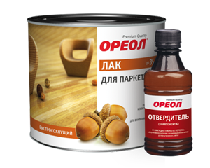 Ореол Лак паркетный алкидный двухкомпонентный с отвердителем высокоглянцевый Ореол Лак паркетный алкидный двухкомпонентный с отвердителем высокоглянцевый