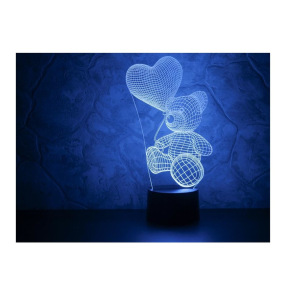 3д светильник Мишка с сердцем 3д светильник Мишка с сердцем