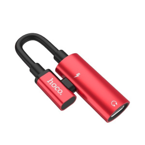 Адаптер аудио-переходник Hoco LS18 для Apple, красный Адаптер аудио-переходник Hoco LS18 для Apple, красный