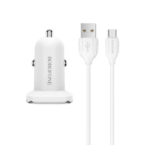 Автомобильное зарядное устройство BOROFONE BZ12 Lasting power 2*USB, 2.1A, белый, кабель MicroUSB Автомобильное зарядное устройство BOROFONE BZ12 Lasting power 2*USB, 2.1A, белый, кабель MicroUSB