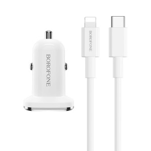 Автомобильное зарядное устройство BOROFONE BZ12B Lasting, 3A, белый, кабель Lightning Lianxun PD Автомобильное зарядное устройство BOROFONE BZ12B Lasting, 3A, белый, кабель Lightning Lianxun PD