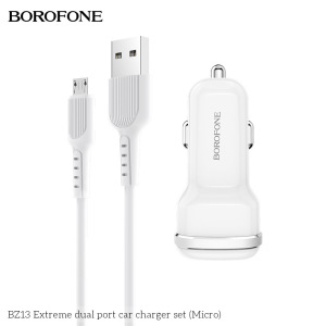 Автомобильное зарядное устройство BOROFONE BZ13 Extreme 2*USB, 2.4A, белый, кабель MicroUSB Автомобильное зарядное устройство BOROFONE BZ13 Extreme 2*USB, 2.4A, белый, кабель MicroUSB