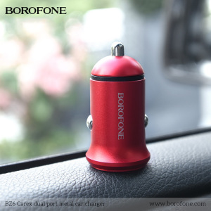 Автомобильное зарядное устройство BOROFONE BZ6 Carex, 2.1A, 12 Вт, красный, двойной порт Автомобильное зарядное устройство BOROFONE BZ6 Carex, 2.1A, 12 Вт, красный, двойной порт