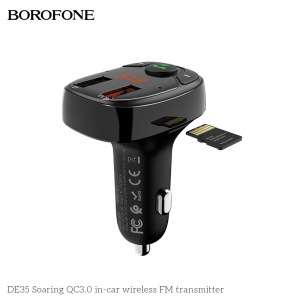 Автомобильное зарядное устройство BOROFONE DE35 Soaring 2*USB, 3A, черный, FM-передатчик, FM/SD/BT Автомобильное зарядное устройство BOROFONE DE35 Soaring 2*USB, 3A, черный, FM-передатчик, FM/SD/BT