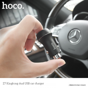 Автомобильное зарядное устройство HOCO Z7 Kingkong, 2.4A, черный, двойной порт + дисплей Автомобильное зарядное устройство HOCO Z7 Kingkong, 2.4A, черный, двойной порт + дисплей