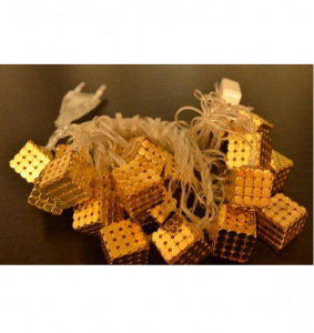 Фигурная светодиодная гирлянда Металлические золотые кубики Тёплый белый Фигурная светодиодная гирлянда Металлические золотые кубики Тёплый белый