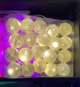 Гирлянда-фонарик Хлопковые шарики из ниток 20 штук 6,5 см Тёплый белый Гирлянда-фонарик Хлопковые шарики из ниток 20 штук 6,5 см Тёплый белый