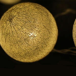 Гирлянда-фонарик Хлопковые шарики из ниток 20 штук 6,5 см Тёплый белый Гирлянда-фонарик Хлопковые шарики из ниток 20 штук 6,5 см Тёплый белый