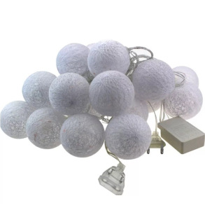 Гирлянда-фонарик Хлопковые шарики из ниток 20 штук 6,5 см Тёплый белый Гирлянда-фонарик Хлопковые шарики из ниток 20 штук 6,5 см Тёплый белый