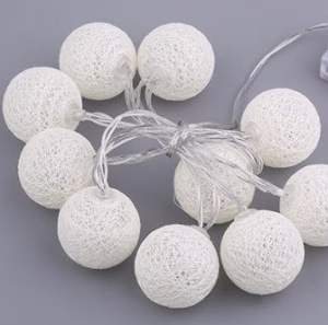 Гирлянда-фонарик Хлопковые шарики из ниток 20 штук 6,5 см Тёплый белый Гирлянда-фонарик Хлопковые шарики из ниток 20 штук 6,5 см Тёплый белый
