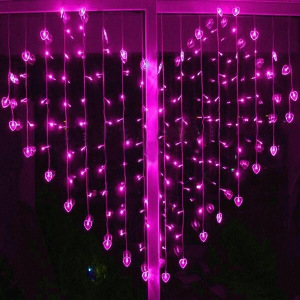 Гирлянда Штора в форме сердца розовая 2*1,5 м Гирлянда Штора в форме сердца розовая 2*1,5 м