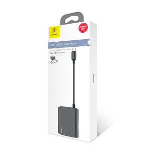 Хаб-переходник Baseus Enjoyment CATSX-E0G, USB Type-C - USB, VGA Хаб-переходник Baseus Enjoyment CATSX-E0G, USB Type-C - USB, VGA