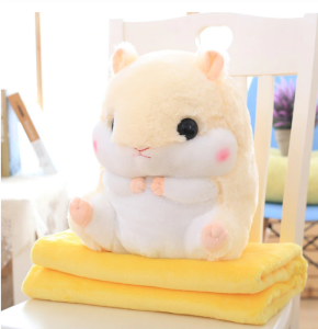 Игрушка хомяк с пледом 3 в 1 жёлтый Игрушка хомяк с пледом 3 в 1 жёлтый