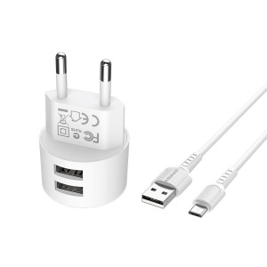 Комплект зарядки Micro USB Borofone BA23A Brilliant, 2 USB, 2.4А Комплект зарядки Micro USB Borofone BA23A Brilliant, 2 USB, 2.4А