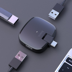 Переходник HOCO HB11 Type-C, USB - 3USB, черный, (USB 2:0 - 480 Мбит/с) Переходник HOCO HB11 Type-C, USB - 3USB, черный, (USB 2:0 - 480 Мбит/с)