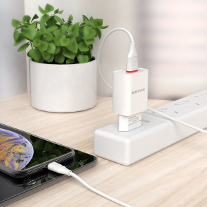 Сетевое зарядное устройство Borofone BA20A, 1 USB, 2.1A, белый Сетевое зарядное устройство Borofone BA20A, 1 USB, 2.1A, белый