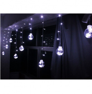 Светодиодная гирлянда бахрома Большие шарики Led белая 3×1 метра Светодиодная гирлянда бахрома Большие шарики Led белая 3×1 метра