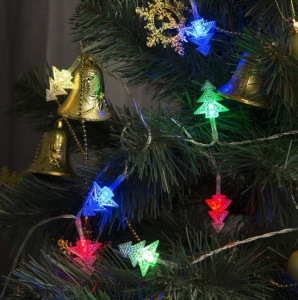 Светодиодная новогодняя гирлянда Ёлочки 4 метра разноцветная Светодиодная новогодняя гирлянда Ёлочки 4 метра разноцветная