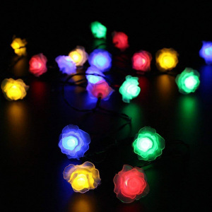 Светодиодная новогодняя гирлянда Розочки 4 метра разноцветная Светодиодная новогодняя гирлянда Розочки 4 метра разноцветная