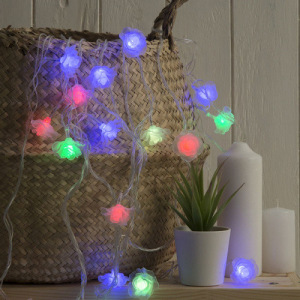 Светодиодная новогодняя гирлянда Розочки 4 метра разноцветная Светодиодная новогодняя гирлянда Розочки 4 метра разноцветная