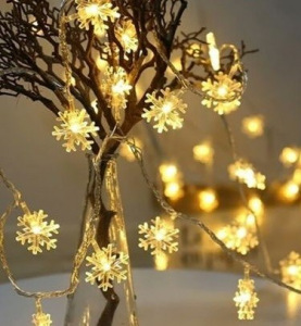 Светодиодная новогодняя гирлянда Снежинка 4 метра тёплый белый Светодиодная новогодняя гирлянда Снежинка 4 метра тёплый белый
