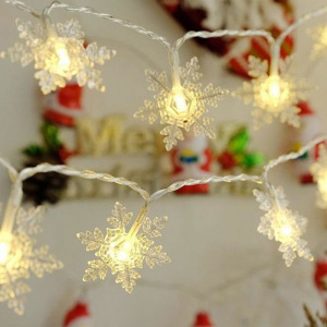 Светодиодная новогодняя гирлянда Снежинка 4 метра тёплый белый Светодиодная новогодняя гирлянда Снежинка 4 метра тёплый белый