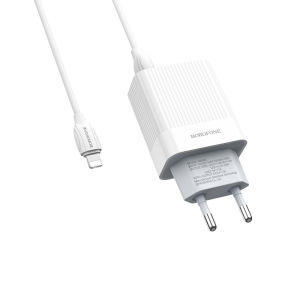 Зарядное устройство BOROFONE BA39A Speedway Lightning, 3A, белый, кабель BX19 Huiyi Зарядное устройство BOROFONE BA39A Speedway Lightning, 3A, белый, кабель BX19 Huiyi